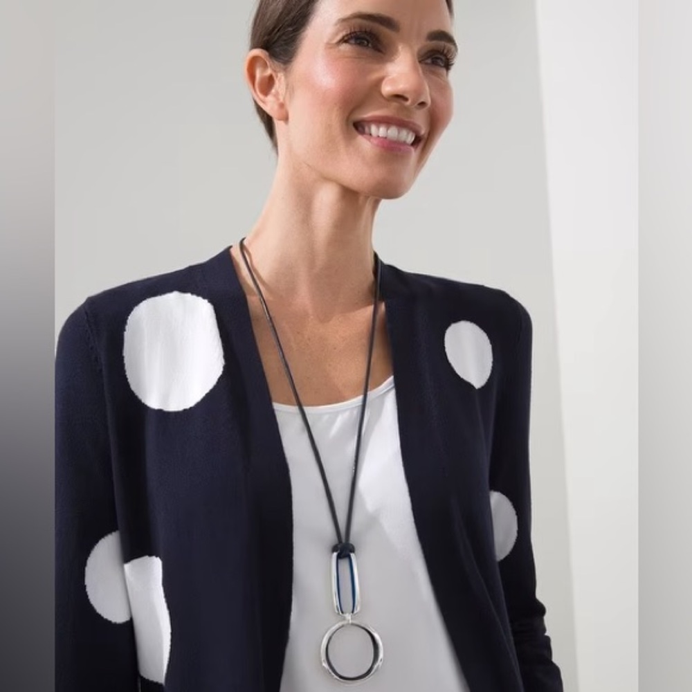 NWT Chico’s Silver Toned Adjustable Long Pendant Necklace Elevated Everyday